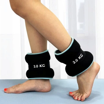 Утяжелители для ног и рук EasyFit EF-1020-BE, 2×2 кг, голубые (2 шт.), стальная гранула - для фитнеса, бега и аэробики