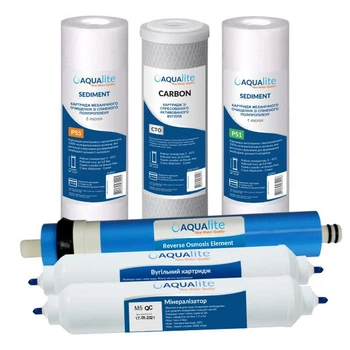 Повний набір картриджів Aqualite OSMO-6 (AQ-RO6) для осмосу з мінералізатором