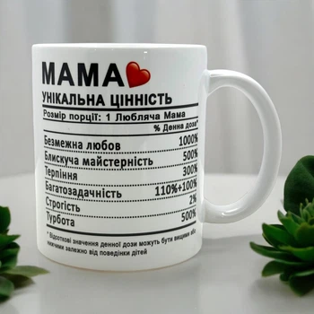 Кружка на подарок маме «Мама — уникальная ценность»