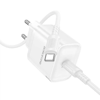 Зарядне мережеве BOROFONE BA84A (1хType-C PD30W) + кабель Type-C to Type-C для заряджання телефону/смартфону Білий