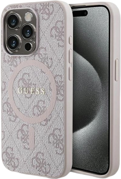 Панель Guess 4G Collection Leather Metal Logo MagSafe для Apple iPhone 14 Pro Max Pink (3666339226732)