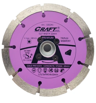 241 Диск алмазный Triplex segment 125/3*M14*2*10 мм. Штроборез (3 диска) на фланке!-штроба 22мм