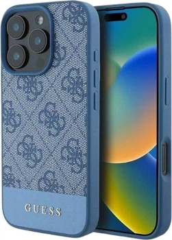 Панель Guess 4G Bottom Stripe для Apple iPhone 16 Pro Max Blue (GUHCP16XG4GLBL)