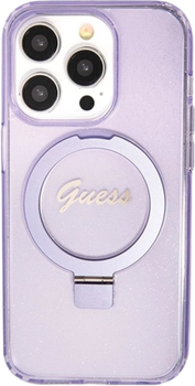 Панель Guess Ring Stand Script Glitter MagSafe для Apple iPhone 14 Pro Max Purple (3666339156732)