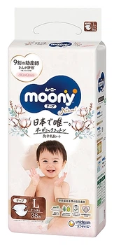 Подгузники Natural L 9-14 кг, 38 шт - Moony 38шт (923795-854994-2)