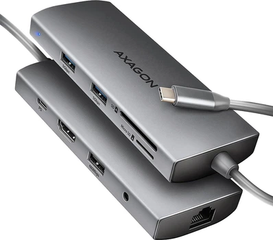 Хаб Axagon HMC-8HLSA USB-C 5Gbps 9in1 hub Grey