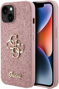 Панель Guess Glitter Script Big 4G для Apple iPhone 13/14/15 Pink (3666339147648)