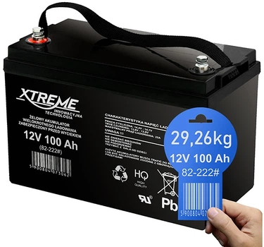 Акумуляторна батарея гелієва Xtreme 82-222# 12V-100Ah 29 кг (5900804073062)