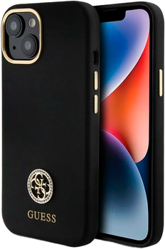 Etui Guess Silicone Logo Strass 4G do Apple iPhone 13/14/15 Black (3666339148485)