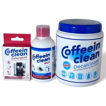 Набор средств Coffeein Clean ULTRA Compact Set (Detergent таблетки 8×2,5 г + Milk 250 мл + Decalcinate 900 г)