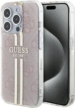 Панель Guess IML 4G Gold Stripe для Apple iPhone 15 Pro Pink (GUHCP15LH4PSEGP)