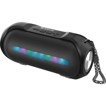 Беспроводная портативная колонка с LED подсветкой, Bluetooth 5.1, FM радио, USB, AUX, черная, 162x76x80 мм