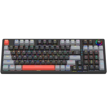 Игровая механическая клавиатура XTRIKE ME GK-987 UA, проводная, USB, с RGB подсветкой и регулятором, полноразмерная, Англ/Укр раскладка, серый с черным (LKMTR_808771)