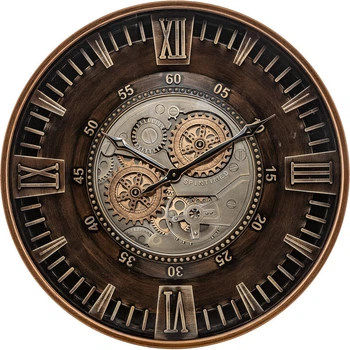 Zegar ścienny Atmosphera Yoni w stylu retro z widocznym mechanizmem 59 cm Brązowy (3560232960406)