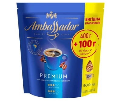 Кофе натуральный растворимый сублимированный Premium TM Ambassador 500 g