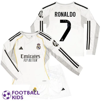 Футбольна форма для дітей Real Madrid RONALDO 7 Реал Мадрид 2025-2026 Home Long Sleeve 135-145 см (set4717-135859-4)