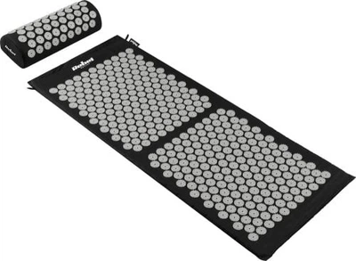 Mata zdrowotna do akupresury Rebel Active RBA-6010-BK z kolcami z poduszką 110 x 42 cm XL Szare kolce (5901890122986)