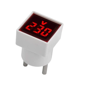 Вольтметр в розетку, EU, LED, міні, 50-500V, RED