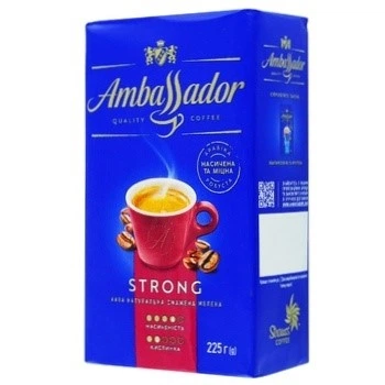 Кава натуральна смажена мелена «Strong», 225 г ТМ «Ambassador» (8720254065243)