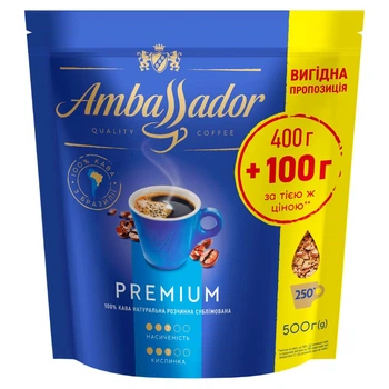 Кава натуральна розчинна сублімована Premium Ambassador 500 г (8720254065748)