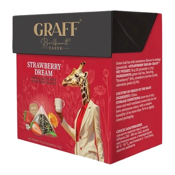 Чай зелений у пірамідках 20 шт Strawberry dream Graff (4820279611174)