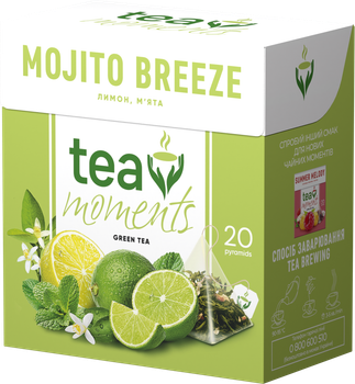 Чай зелений зі смаком мохіто Mojito Breeze Tea Moments 20 пірамідок (4823118600339)