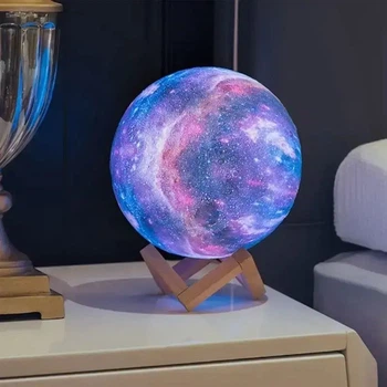 Нічник лампа сенсорний 3D космос 3.7 В 3W 120 люмен Moon-light USB/DC 5V/1A з пультом для управління пластик
