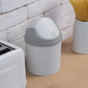 Ведро для мусора настольное MBM HOME BIN-10 1.6L GRAY пластиковое серое