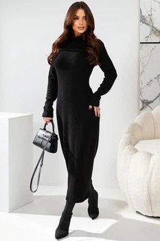 Жіноча тепла сукня з ангори із коміром стійкою LadyLike 46 Чорний (ll2235480090403)