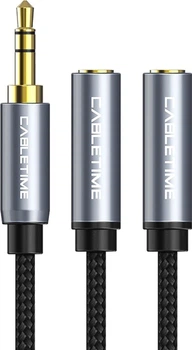 Аудіо кабель CABLETIME 3.5 мм (M) - 2х3.5 мм (F), 0.2 м (CF13B)