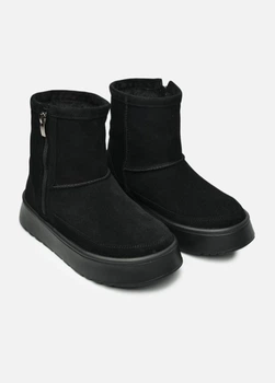 Женские зимние классические угги PARADIZE SHOES из черной замши с боковой молнией на высокой подошве 38 размер (стелька 24,7 см)