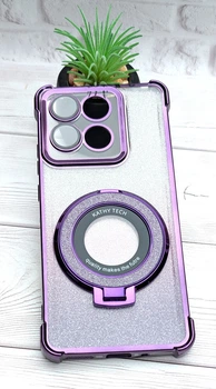 Чохол Luxury Case для Motorola G86 бампер з кільцем блискучий фіолетовий