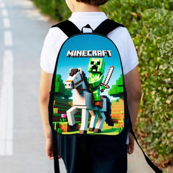 Рюкзак детский No Brand Крипер на коне Minecraft 34х27х13 см Разноцветный (00533)