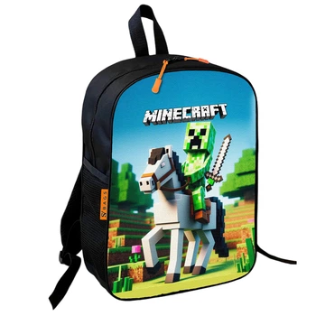 Рюкзак детский No Brand Крипер на коне Minecraft 36х27х13 см Разноцветный (00620)