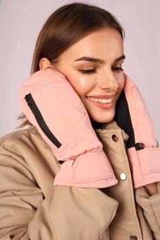 Перчатки женские зимние плащевка эко-мех 337043 ONE SIZE Розовые