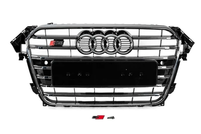 Передняя решетка S-Style (2012-2015, черная с хромом) для Ауди A4 B8