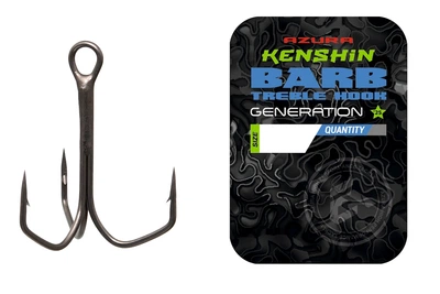 Тройные крючки Azura Kenshin Barb Treble Hook Special Bent PTFE №1 (5шт/уп) (6318001001)