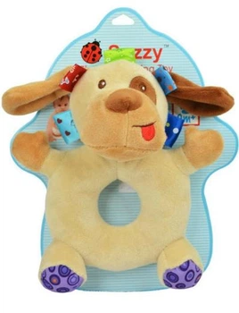 Игрушка шуршалка SOZZY, яркая, шуршит, прорезыватель для детей 0-3г Собака Щенок Коричневая