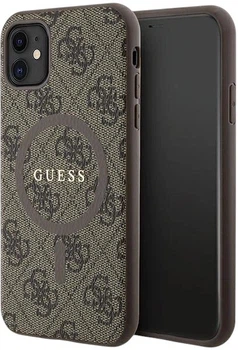 Панель Guess 4G Collection Leather Metal Logo MagSafe для Apple iPhone 11 Brown (GUHMN61G4GFRW)