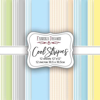 Набір двосторонньої скраппаперу "COOL STRIPES", 12 арк., 30,5*30,5 см, 175 г/м.