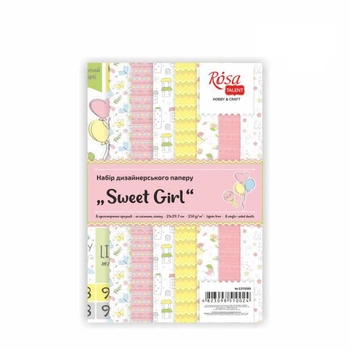 Набір дизайнерського паперу „Sweet Girl“ А4, 250гр, 8арк, одностор, глянцевий