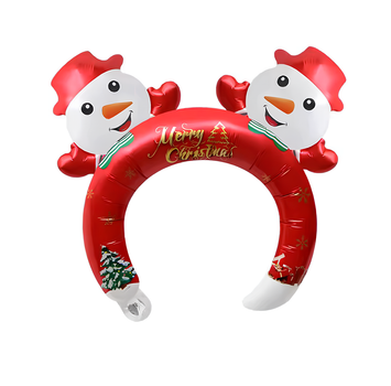 Фольгированный Шар Обруч Новогодний Мerry Christmas Снеговики Красный