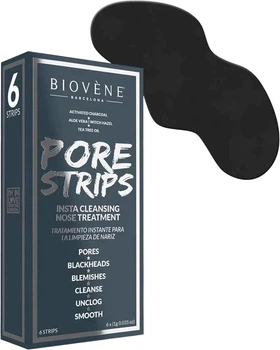 Полоски для носа Biovene Pore Cleansing Strips Charcoal Очищающие 6 шт (8436575092959)
