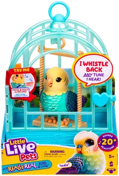 Інтерактивна іграшка Moose Little Live birds Хвилястий папужка Інді в клітці (630996266915)