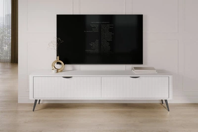 Тумба під ТБ Perfect Home Ланте / Lante 2D/200 2-дверна з чорними ніжками Білий
