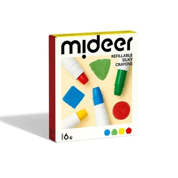 Восковые шелковистые карандаши MiDeer 6 цветов (MD4258) быстросохнущие безопасные нетоксичные для детей