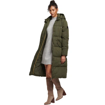 Довгий теплий стьобаний пуховик бренду Superdry хакі 36(EU), арт.W5010300A-03O