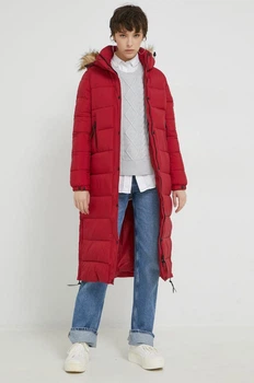 Длинный пуховик бренда Superdry отличного качества красный 36(EU), арт.W5011180A-17I