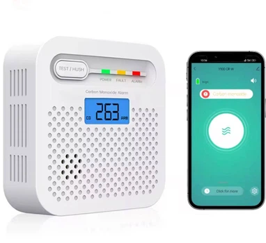 Профессиональный Дистанционный WIFI Датчик Детектор угарного газа Дыма оповещатель Сигнализатор высокого уровня CO Высокоточный с оповещением в приложение Tuya SmartLife на смартфон Удаленно через интернет Аккумулятор на 10 лет работы