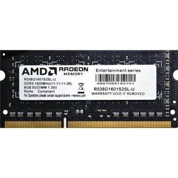 Оперативная память 8 ГБ, DDR3L, для ноутбуков, AMD (1600 МГц, 1.35 В, CL11, R538G1601S2SL-U) Б/У